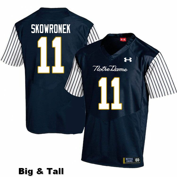 Men's NCAA Notre Dame Fighting Irish #11 Ben Skowronek Stitched College Under Armour Authentic Navy Big & Tall Alternate Football Jersey JN10P07ME